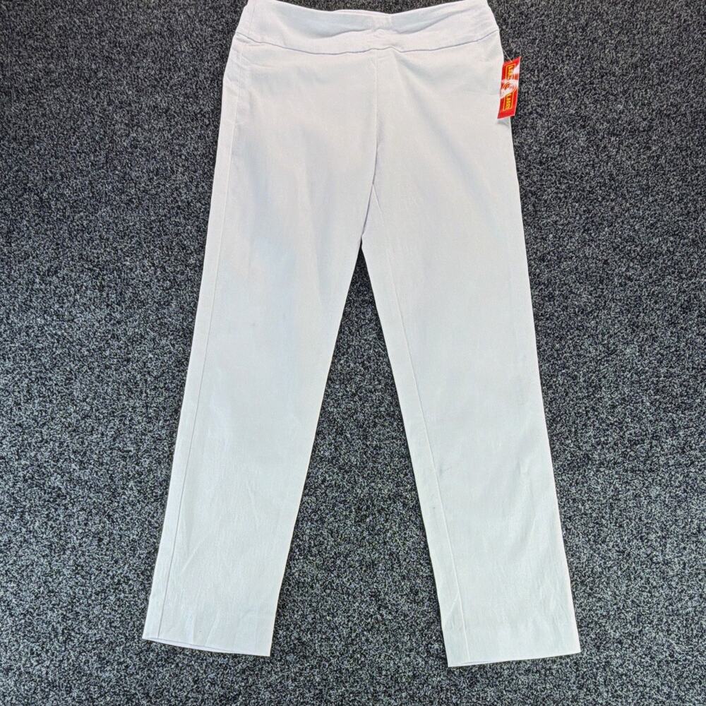 Krazy Larry Women's White Stretch Knit Pull-On Straight Dress Pants Size 6